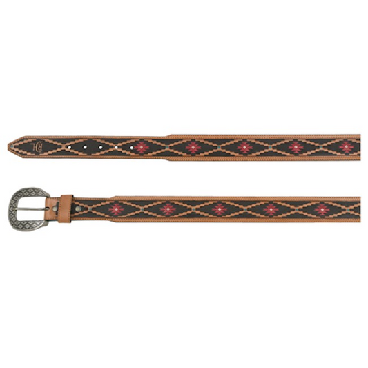 Red Dirt Mens Belt - Tooled Southwest Pattern