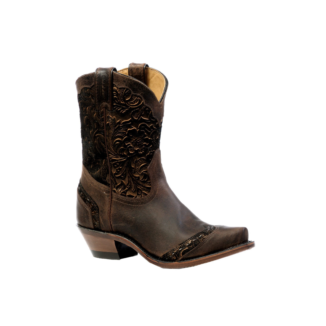 Boulet Women's Snip Toe Western Boots - Selvaggio Wood/Art Baroco Calf Split Tabac