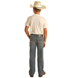 Hooey Boy's  Beige EMB Boot Cut Jeans