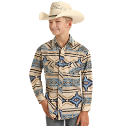 Rock & Roll Boy's LS Aztec Woven Snap Shirt