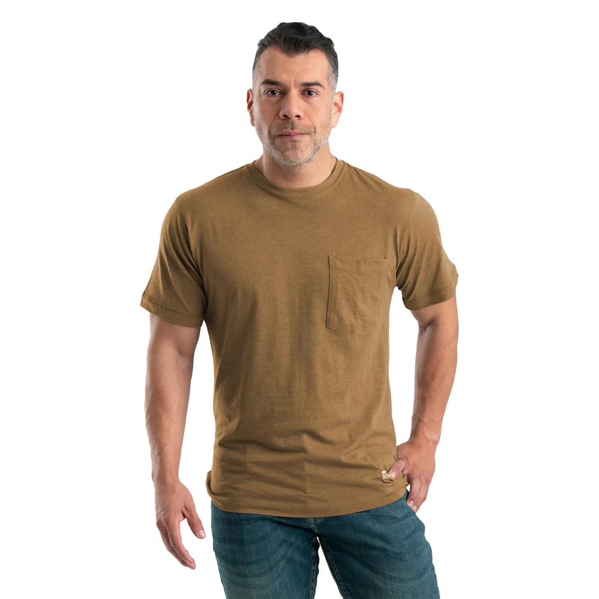 Berne Men's Performance Short Sleeve Pocket Tee - Heathered Brown