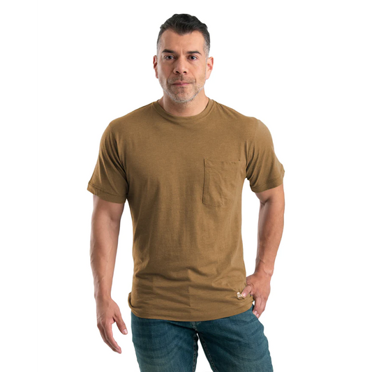 Berne Men's Performance Short Sleeve Pocket Tee - Heathered Brown