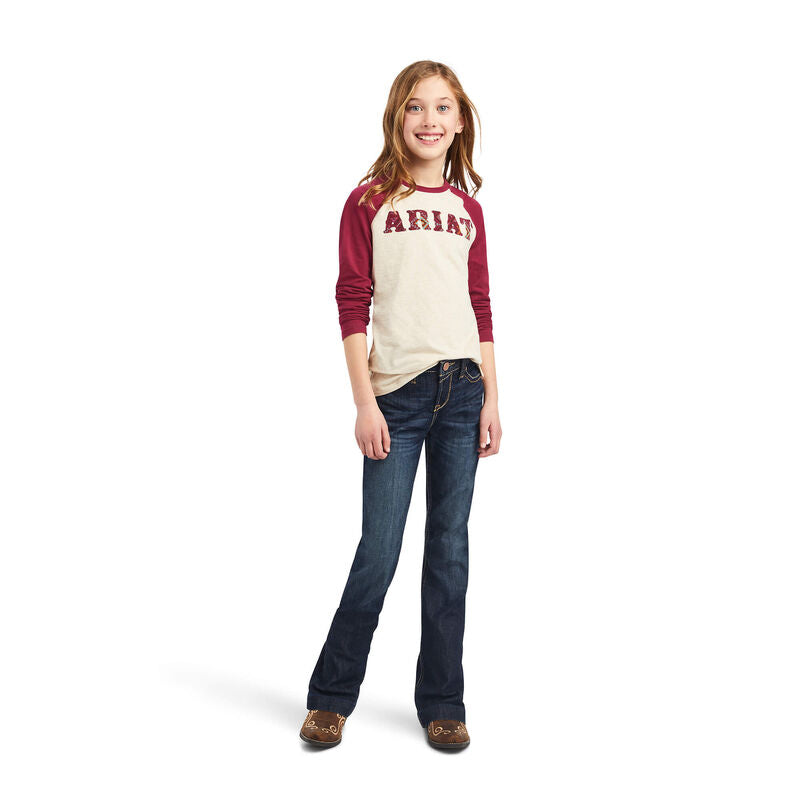 Ariat Girls REAL Zuma Baseball Long Sleeve Shirt
