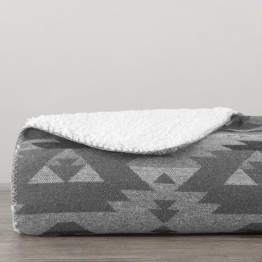 HiEnd 50x60 Southwest Design Throw w/Shearling Back - Grey