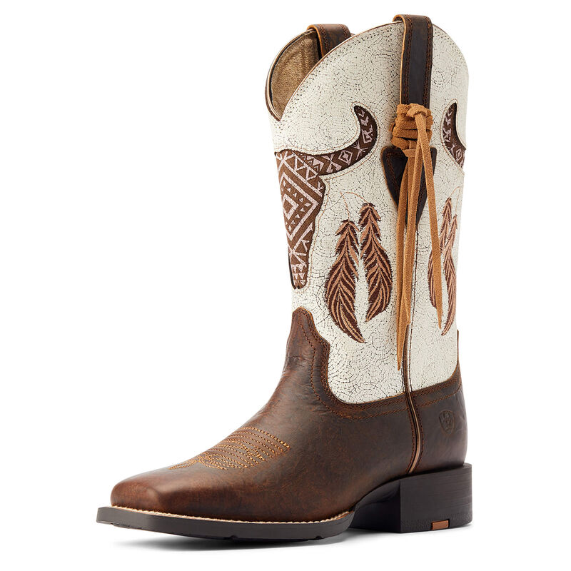 **Ariat Womens Round Up Southwest StretchFit Western Boots - Barn Brown