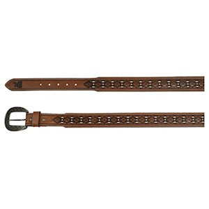 Red Dirt Mens Belt - Tooled w/Ivory Underlay