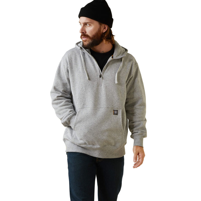 Ariat Mens Rebar Workman 1/4 Zip Hoodie - Heather Grey Spacedye