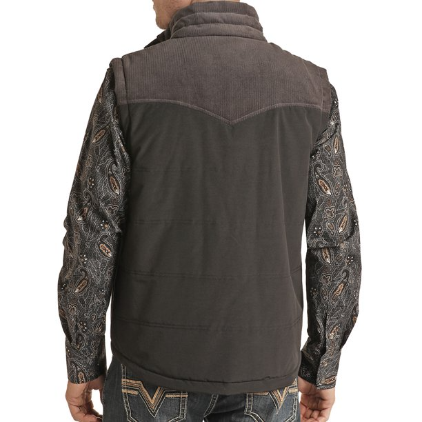 Rock & Roll Mens Performance Nylon Corduroy Quilted Vest