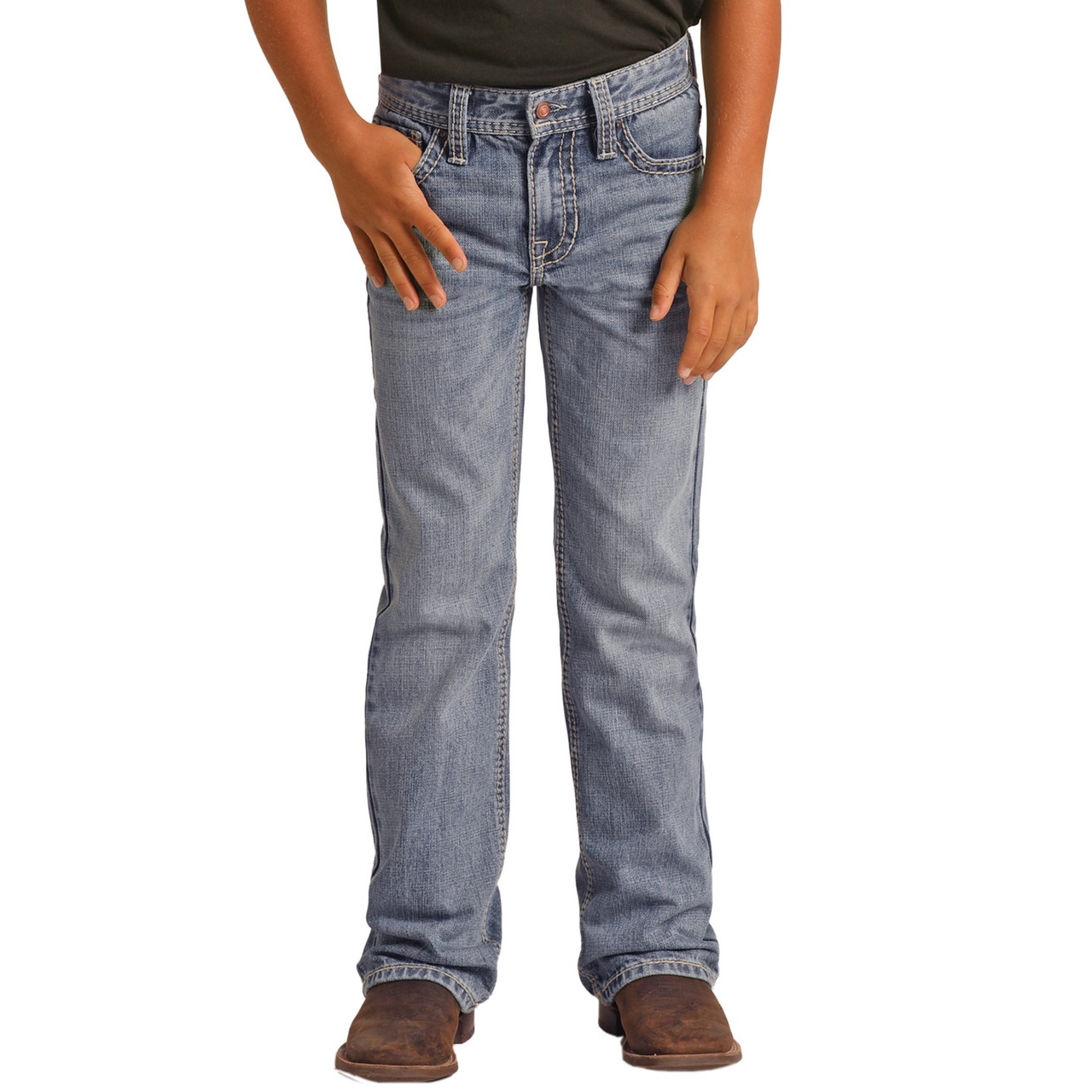 Rock & Roll Boys Relaxed Tapered Bootcut Jeans - Medium Vintage