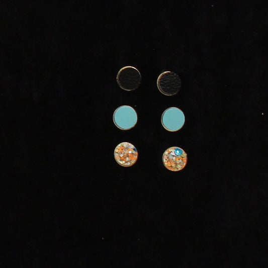 Blazin Roxx Round Stud Earrings Set - Multi