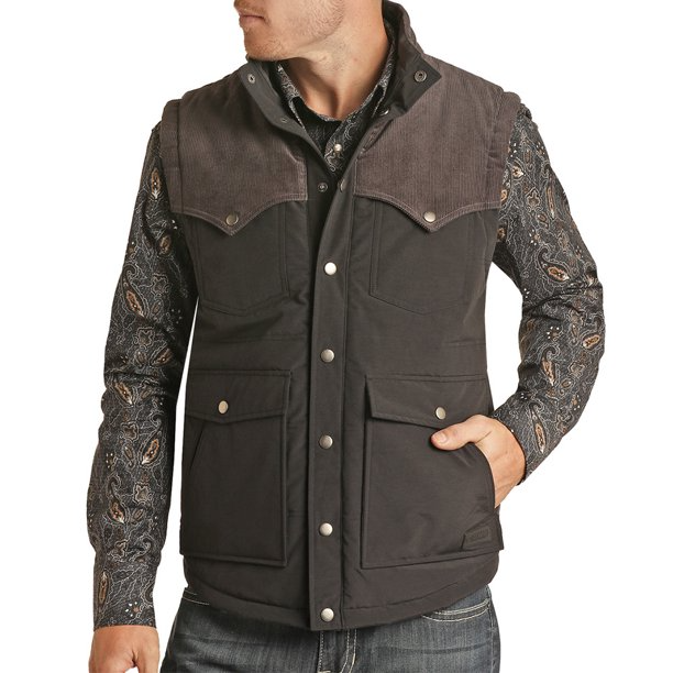 Rock & Roll Mens Performance Nylon Corduroy Quilted Vest