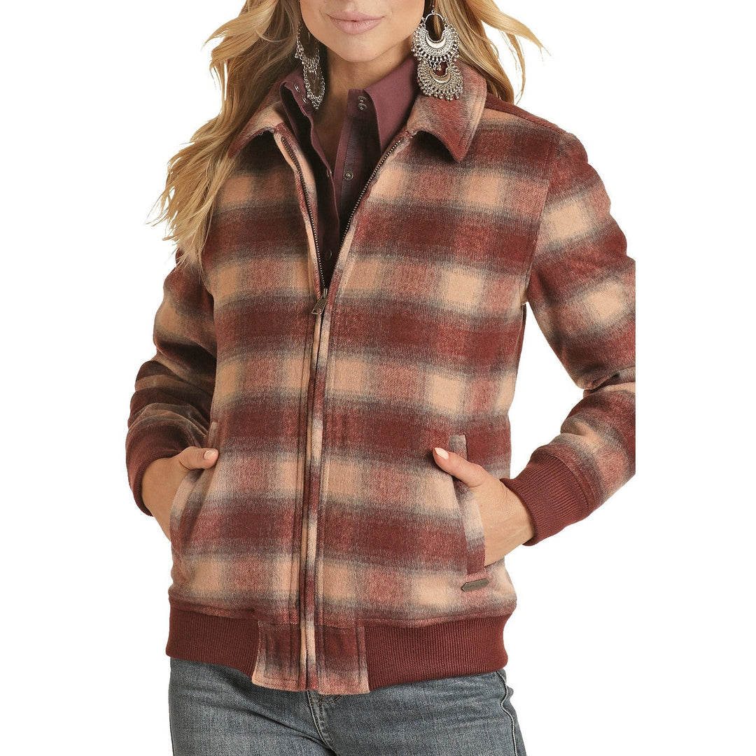 Powder River Bomber Plaid Wool Coat