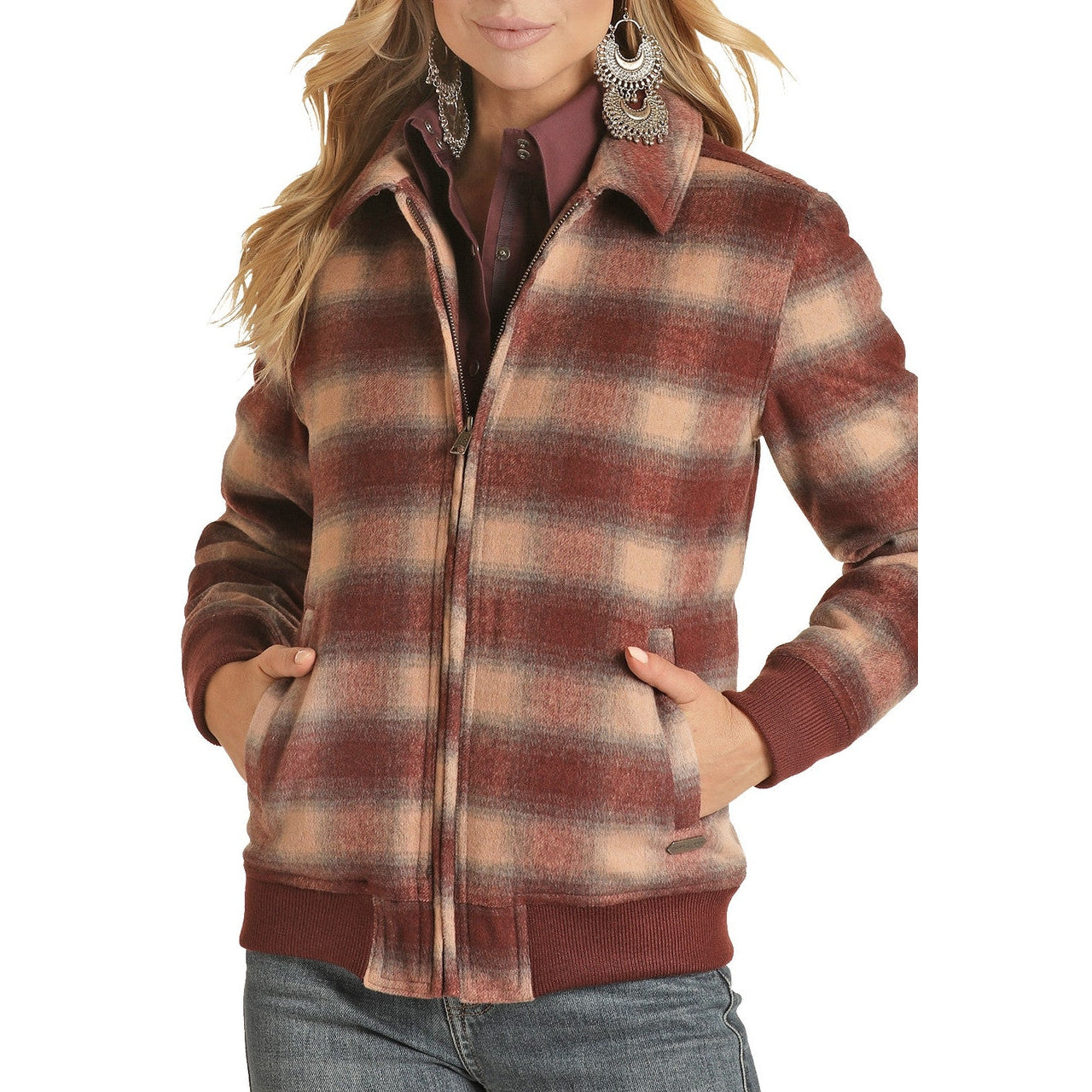 Powder River Bomber Plaid Wool Coat