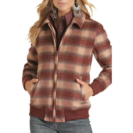 Powder River Bomber Plaid Wool Coat