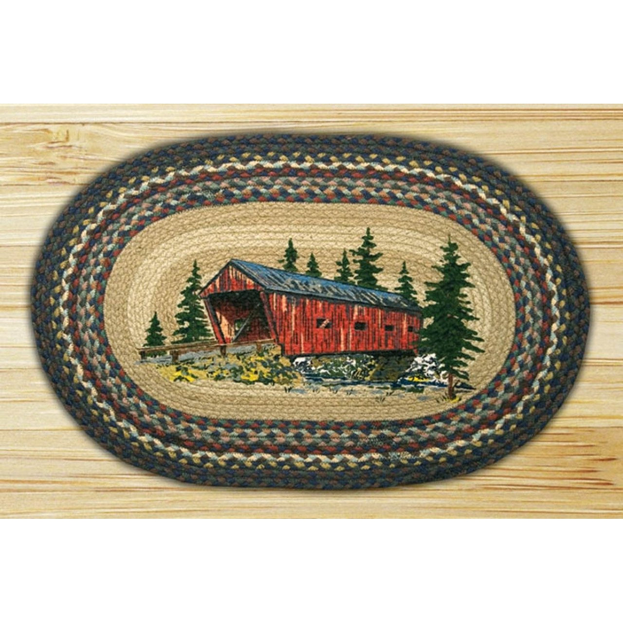 Covered Bridge Oval Patch Rug