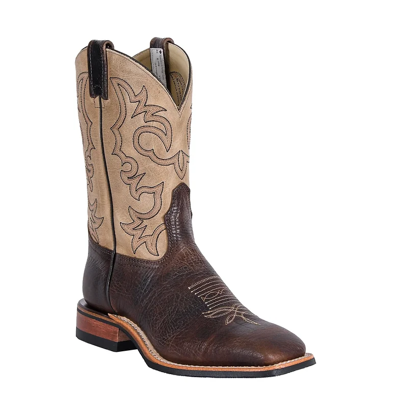 Brahma Men's Roper Western Boots - Dark Oak/Natural America