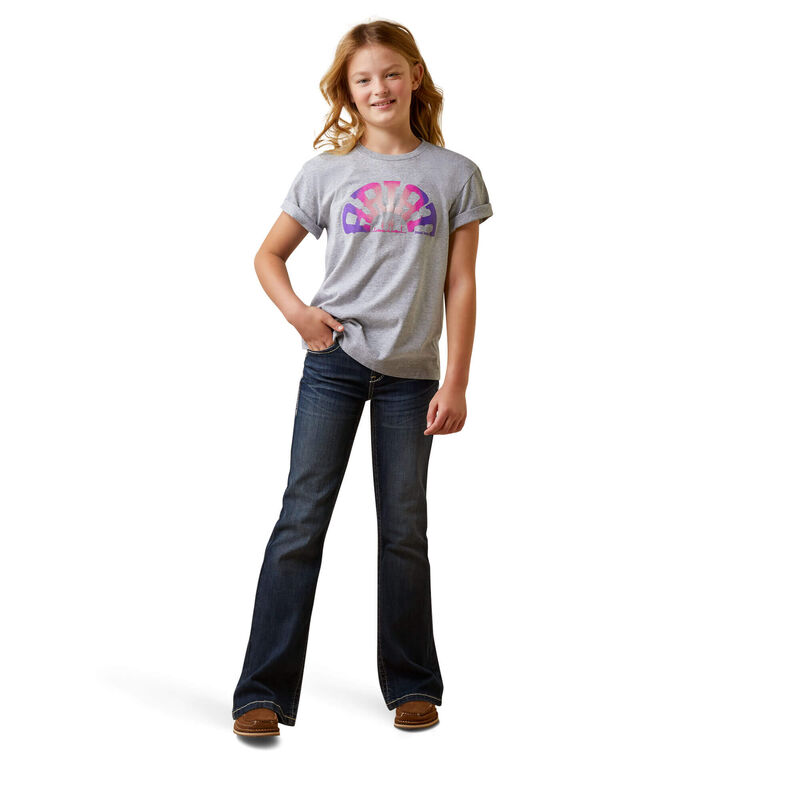 Ariat Girls Rainbow Sunset SS Tee - Athletic Heather