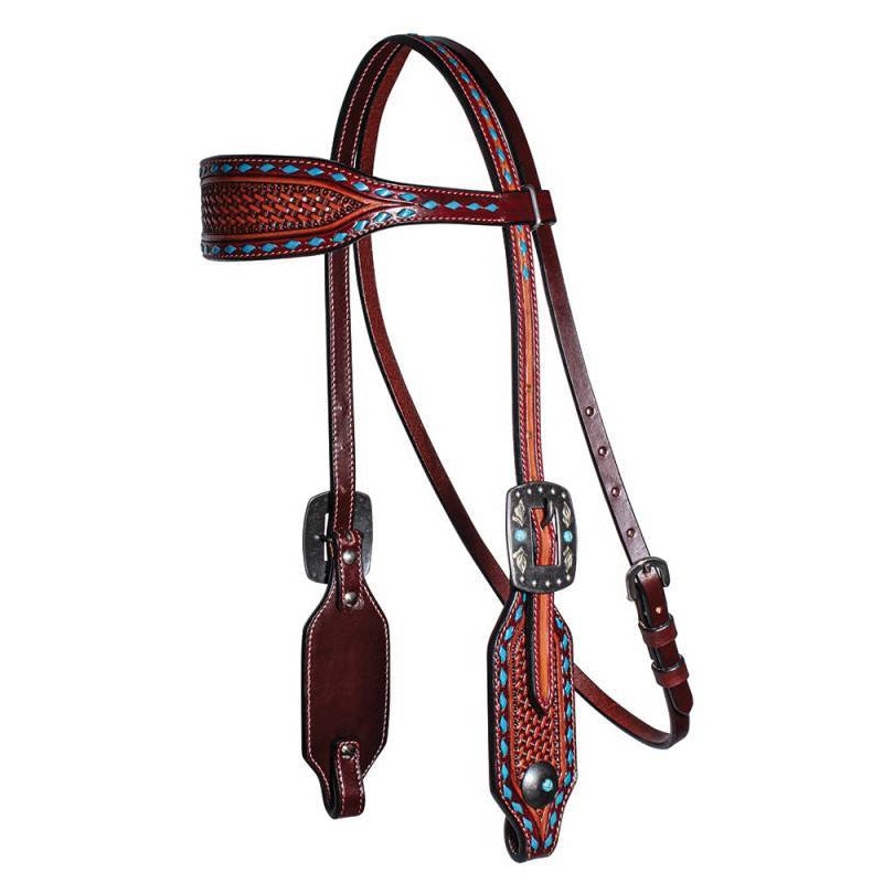 Professional's Choice Head Stall Browband Basket Weave Blue