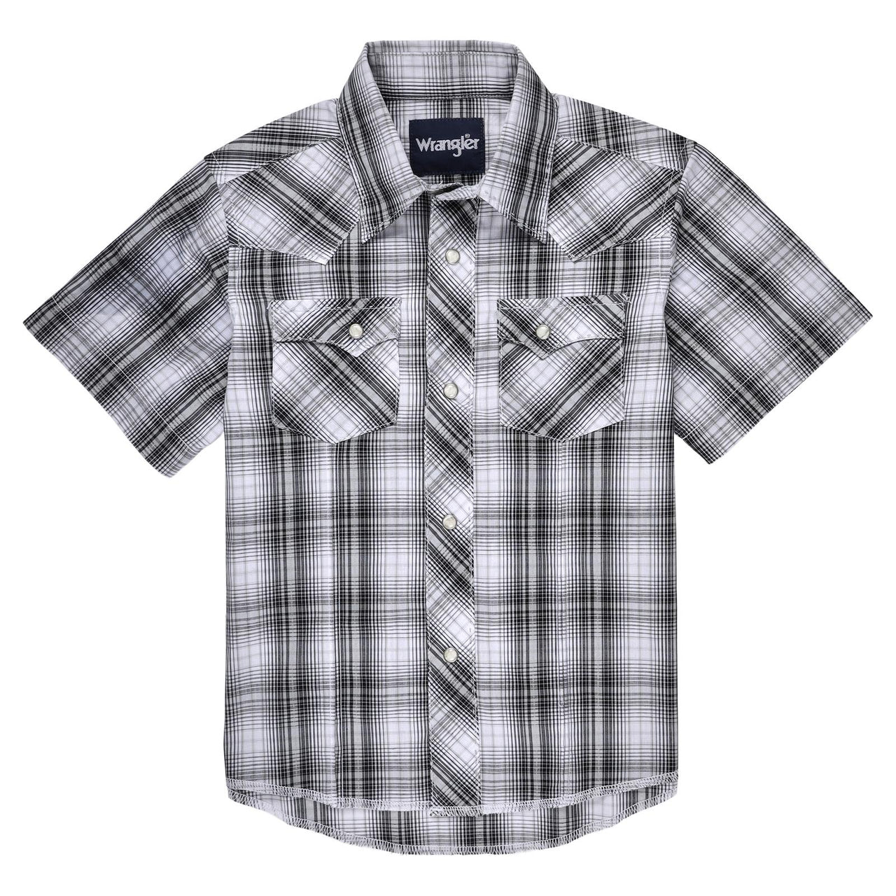 Wrangler Boys Snap Short Sleeve Shirt - Grey