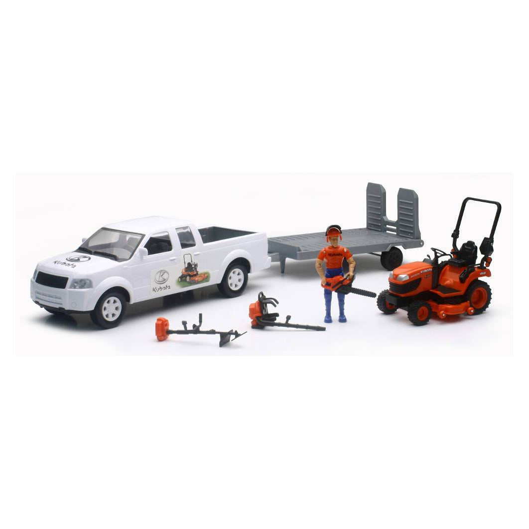 New Ray Toys Kubota Pick up & Lawn Mower Set