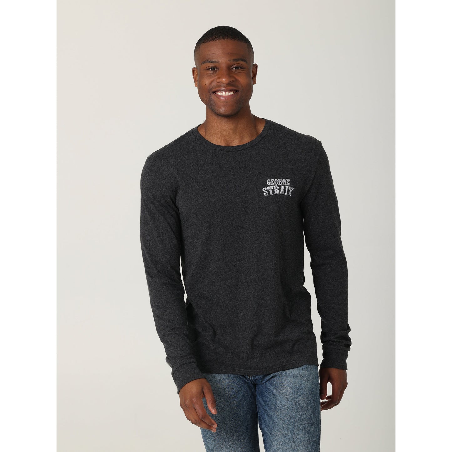 Wrangler Men's Graphic LS Tee George Strait 70s Portrait