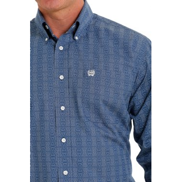 Cinch Mens Paisley Print Button-Down Western Shirt - Navy/Blue/Cream 3XL