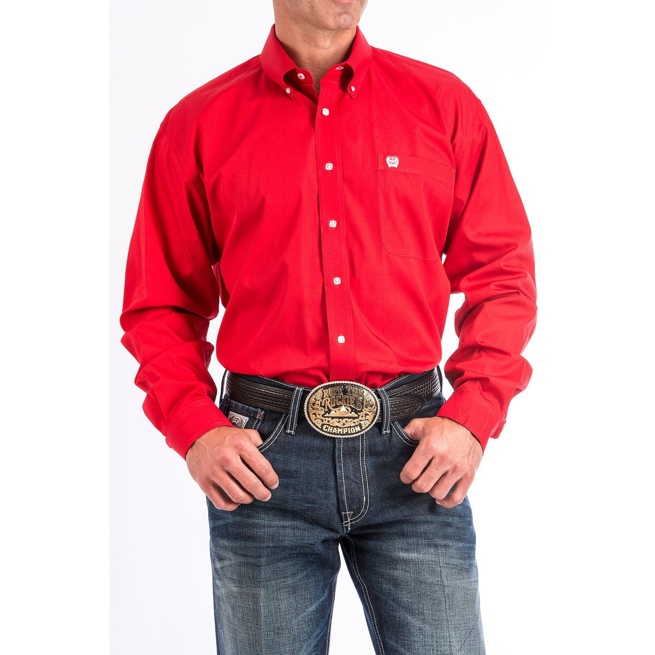 Cinch Classic Fit Long Sleeve Men's Cotton Shirt - Red