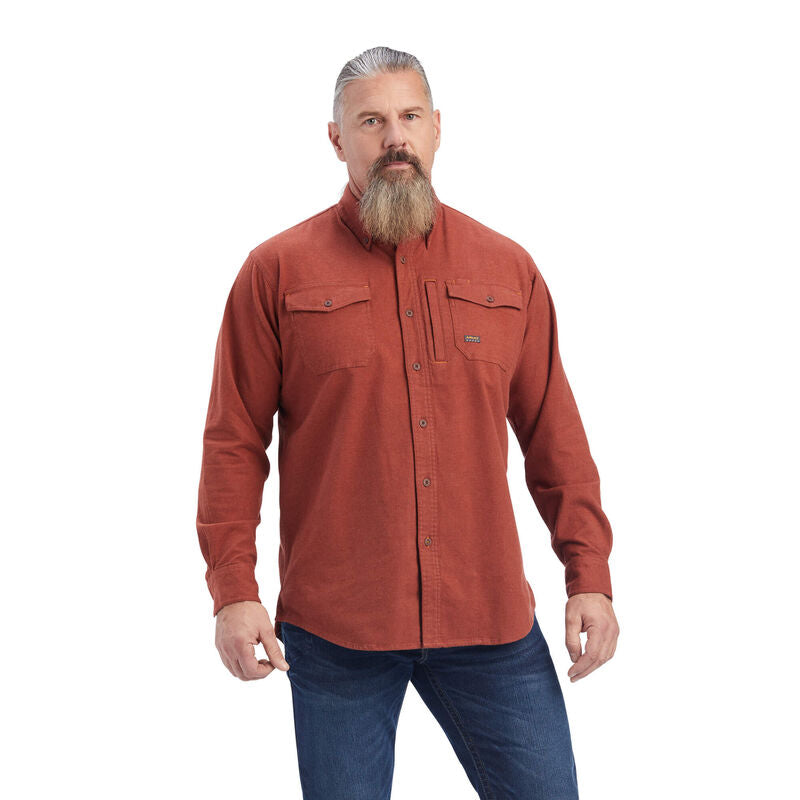Ariat Men's Rebar Flannel Durastretch Work Shirt - Cherry Mahogany