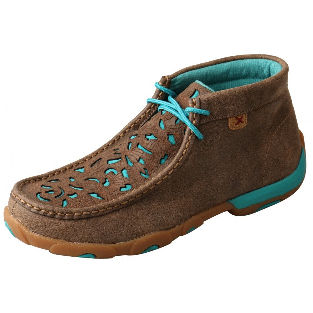 Twisted X Ladies Chukka Driving Moc D Toe- Bomber/Turquoise