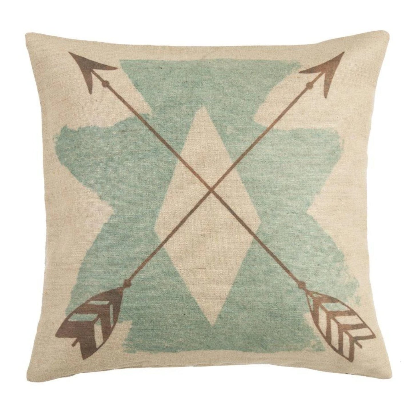 HiEnd Accents Burlap Turquoise Aztec Pillow, 18x18