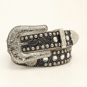 Blazin Roxx Women's Rhinestone Belt - Distressed Black