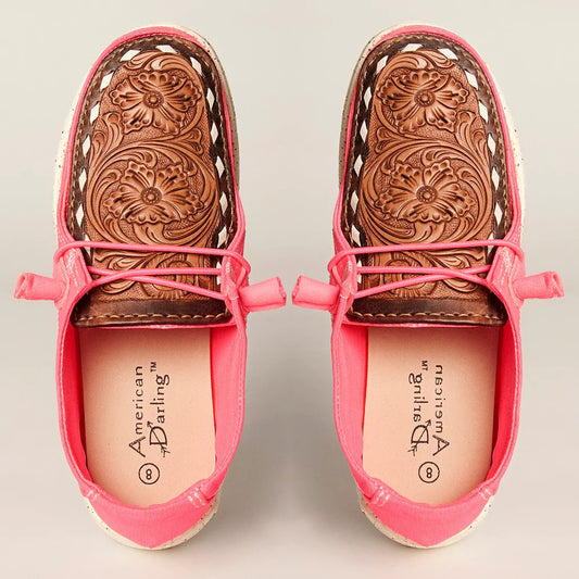 American Darling Slip on Shoe w/Leather Patch on Top of Foot  Pink