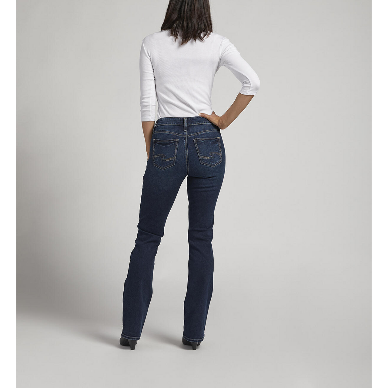 Silver Womens Elyse Mid Rise Slim Boocut Jeans