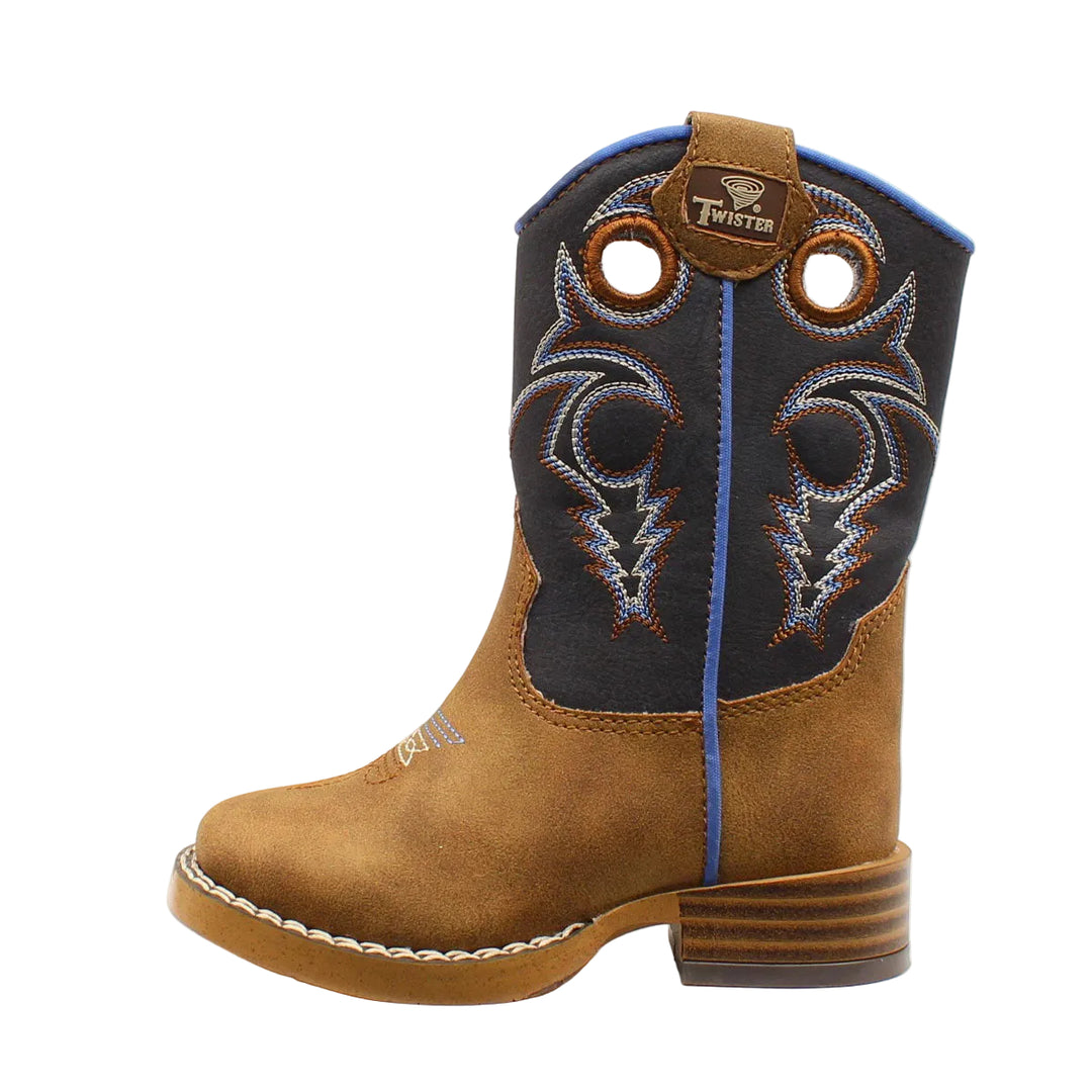 Twister Toddler Ben Western Boots w/Zipper Access - Navy/Brown