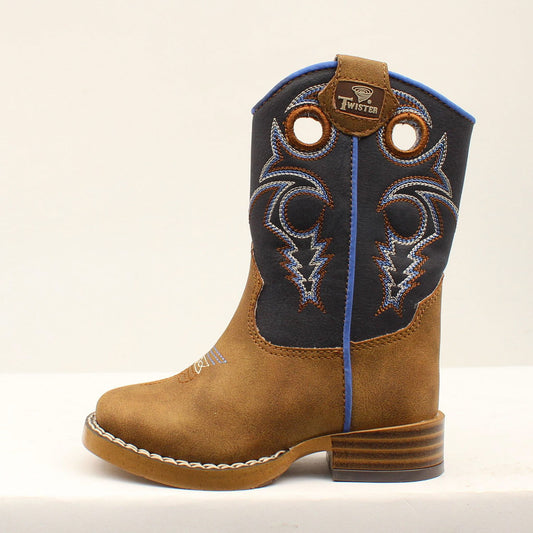 Twister Toddler Ben Western Boots w/Zipper Access - Navy/Brown