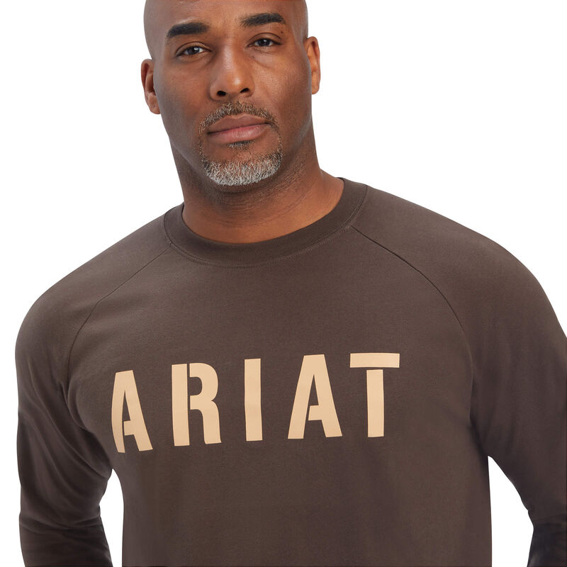 Ariat Mens Rebar CottonStrong Block Tshirt - Brown