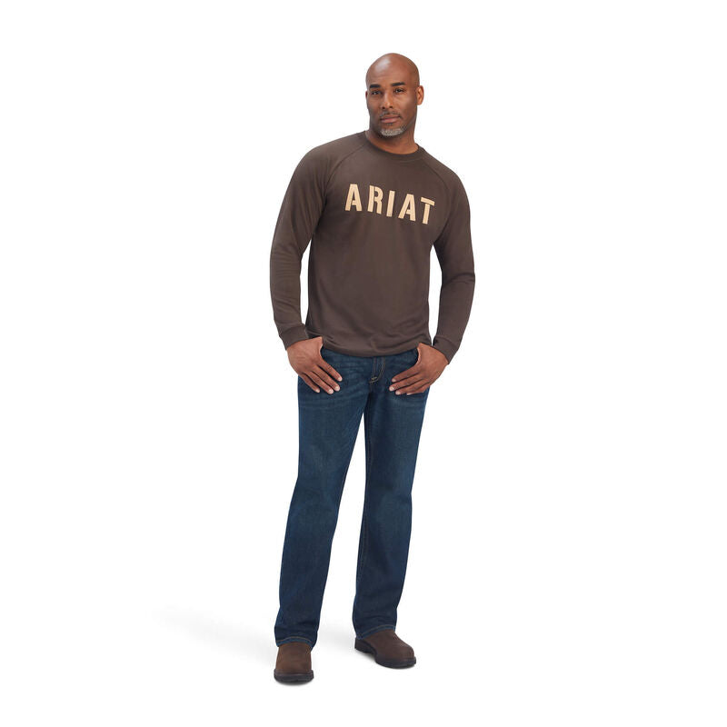 Ariat Mens Rebar CottonStrong Block Tshirt - Brown