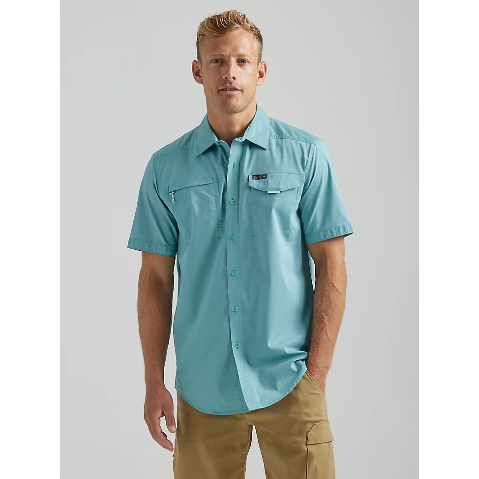 ATG by Wrangler Mens Asymmetrical Zip Pocket Shirt - Tidewater
