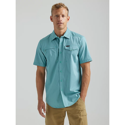 ATG by Wrangler Mens Asymmetrical Zip Pocket Shirt - Tidewater