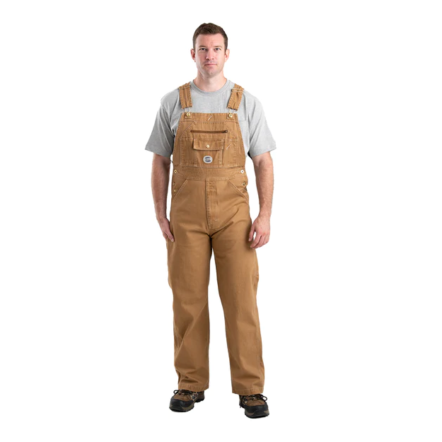 Berne Men's Vintage Washed Duck Bib Overalls - Brown Duck