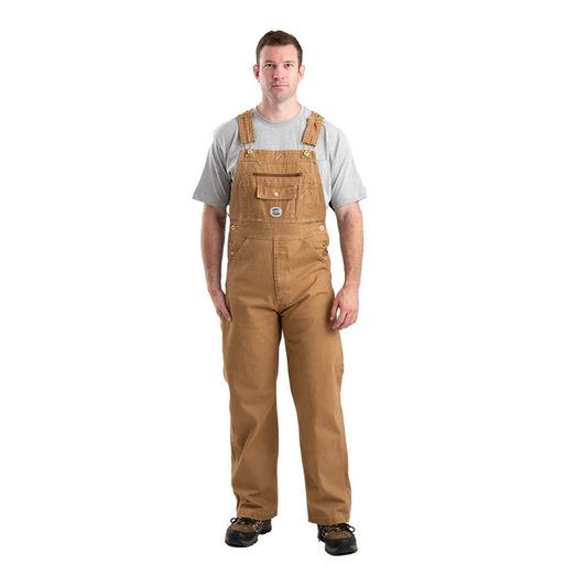 Berne Men's Vintage Washed Duck Bib Overalls - Brown Duck