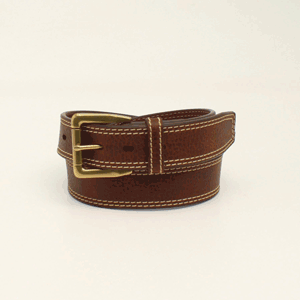 Ariat Men's Double Stitch Logo Belt - Brown
