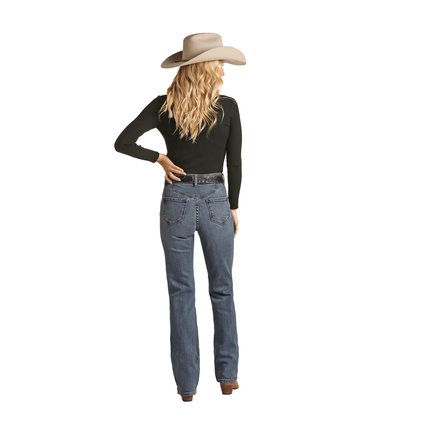**Rock & Roll Women's Yoke Detail High Rise Bootcut Jeans