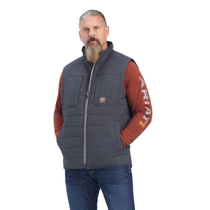 Ariat Mens Rebar Valiant STR Canvas Insulated Vest - Charcoal Heather