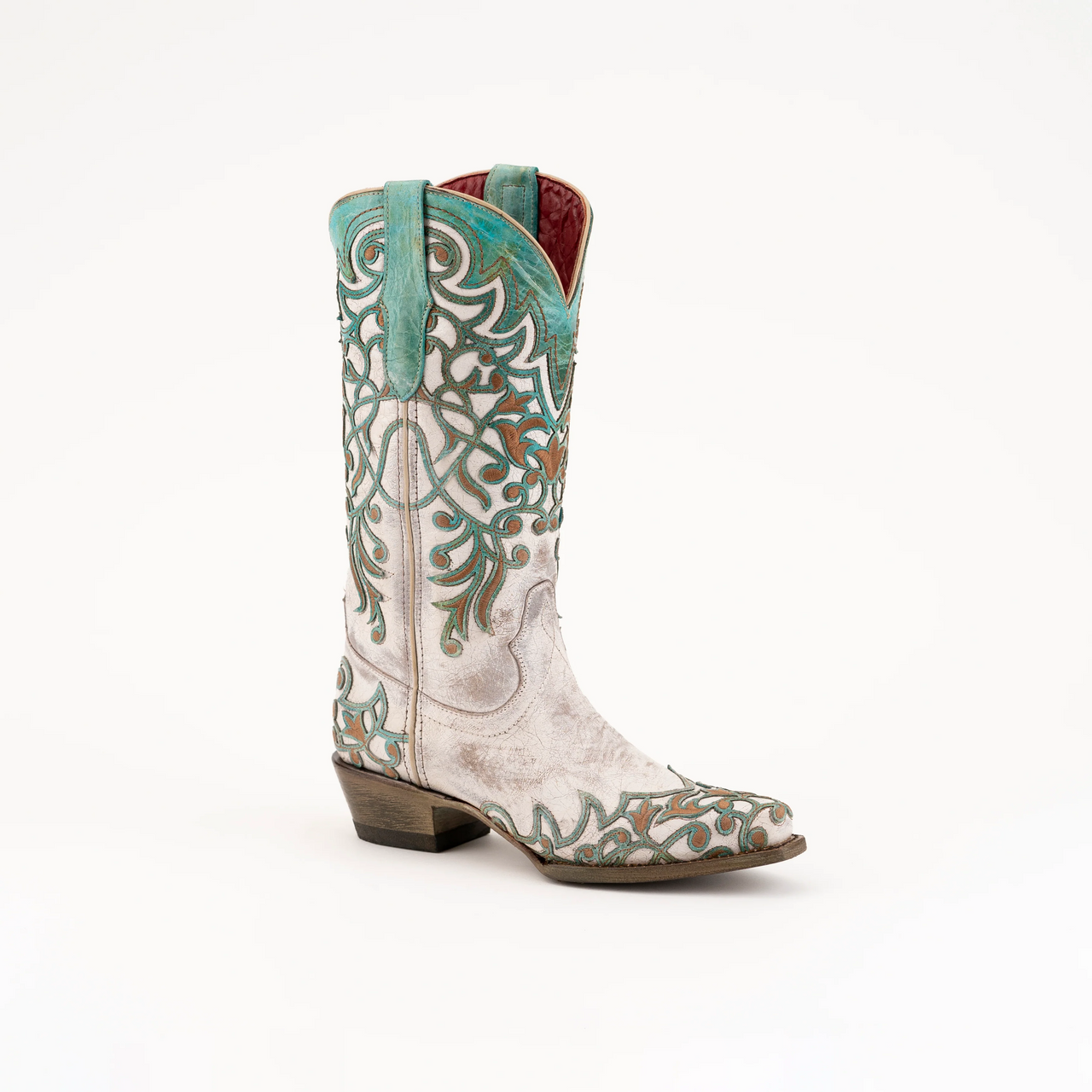 Ferrini Womens Ivy Western Boots - White/Turquoise