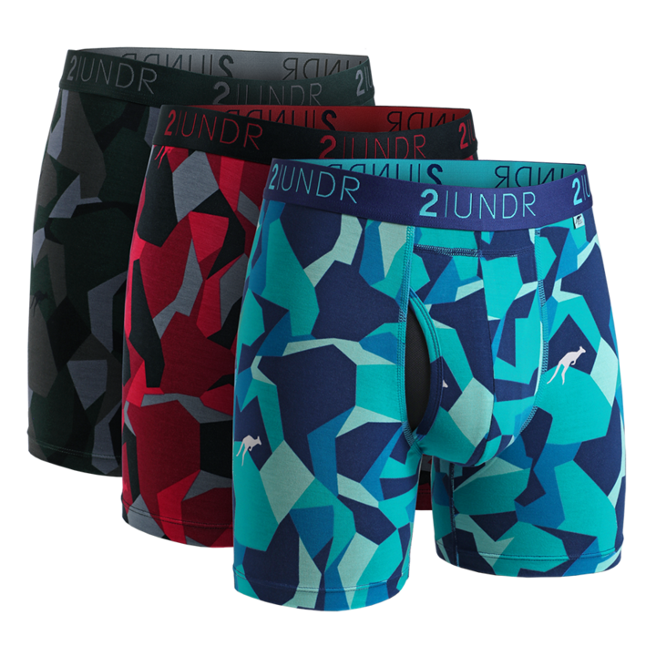 2UNDR Men's 3-Pack Swing Shift 6" Boxer Briefs - Patterned