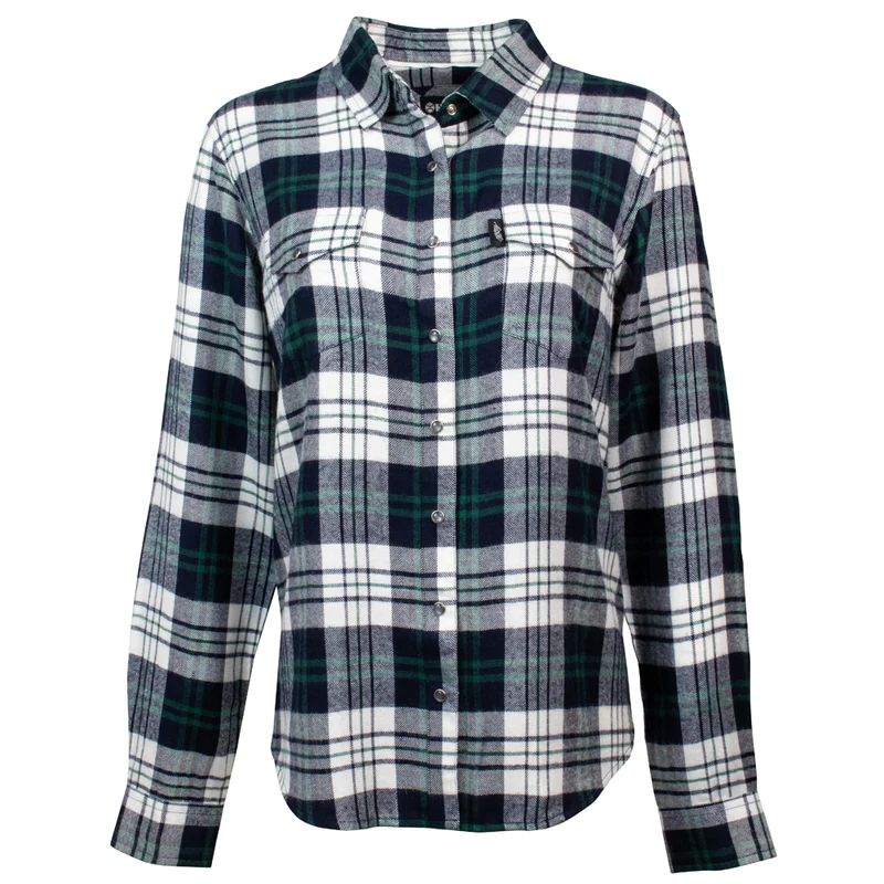 Hooey Women's Loose Fitting Flannel Shirt - Black/White/Green