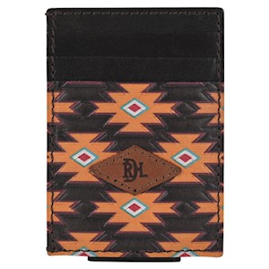 Red Dirt Men's Southwest Pattern Card Case w/Magnet Clip - Brown/Yellow/Red