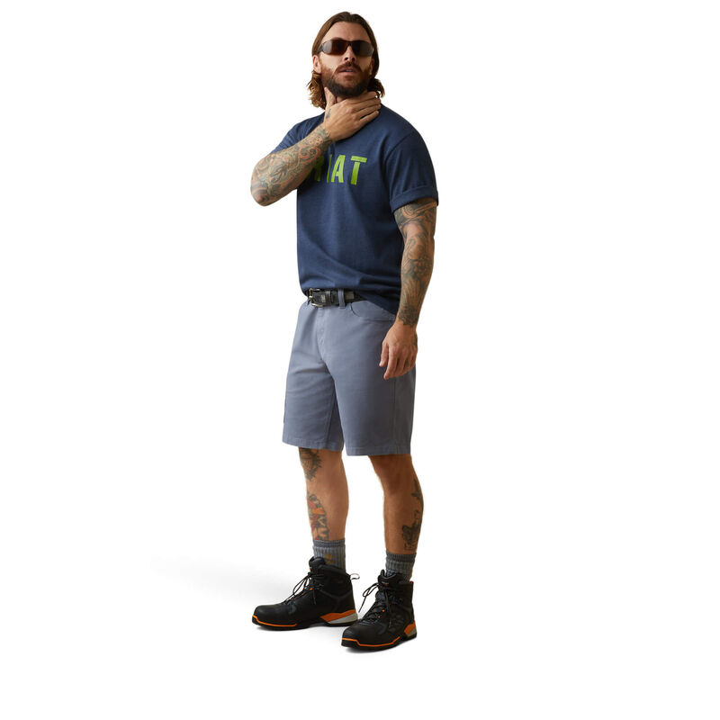 Ariat Mens Rebar Cotton Strong Block T-Shirt - Navy Heather/Lime