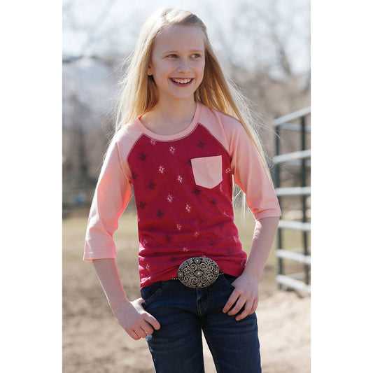 Cruel Girl Girls Raglan Tee  Pink